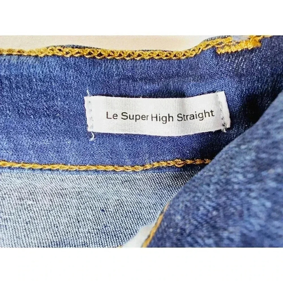 Frame Size 24X30 Women's Le Super High Straight Blue Denim 5 Pocket Jeans NWT - Picture 7 of 16